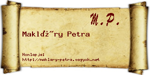 Makláry Petra névjegykártya